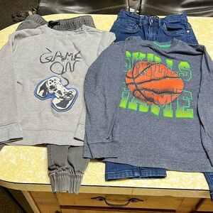 Boys SZ 6/7 , 4 pc bundle; 2 pair pants , 2 long sleeve shirts , gently worn